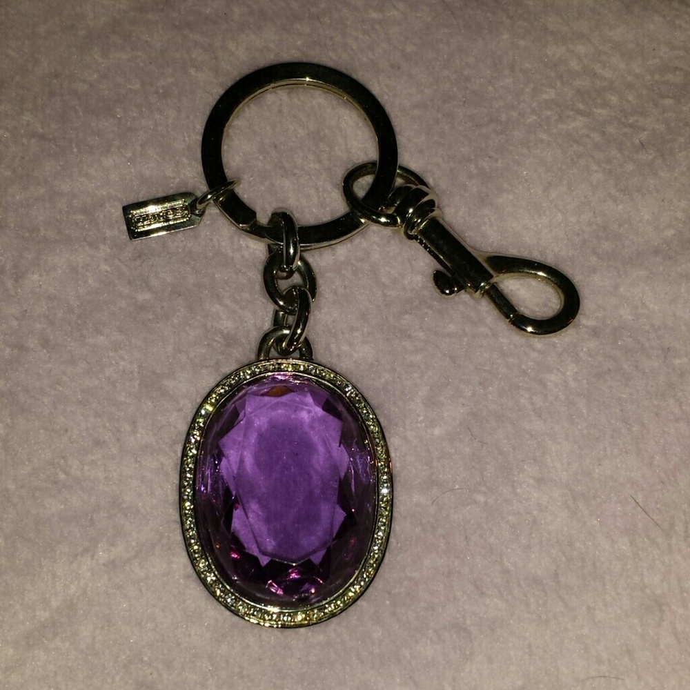 RARE Coach Purple Bejeweled Keyfob